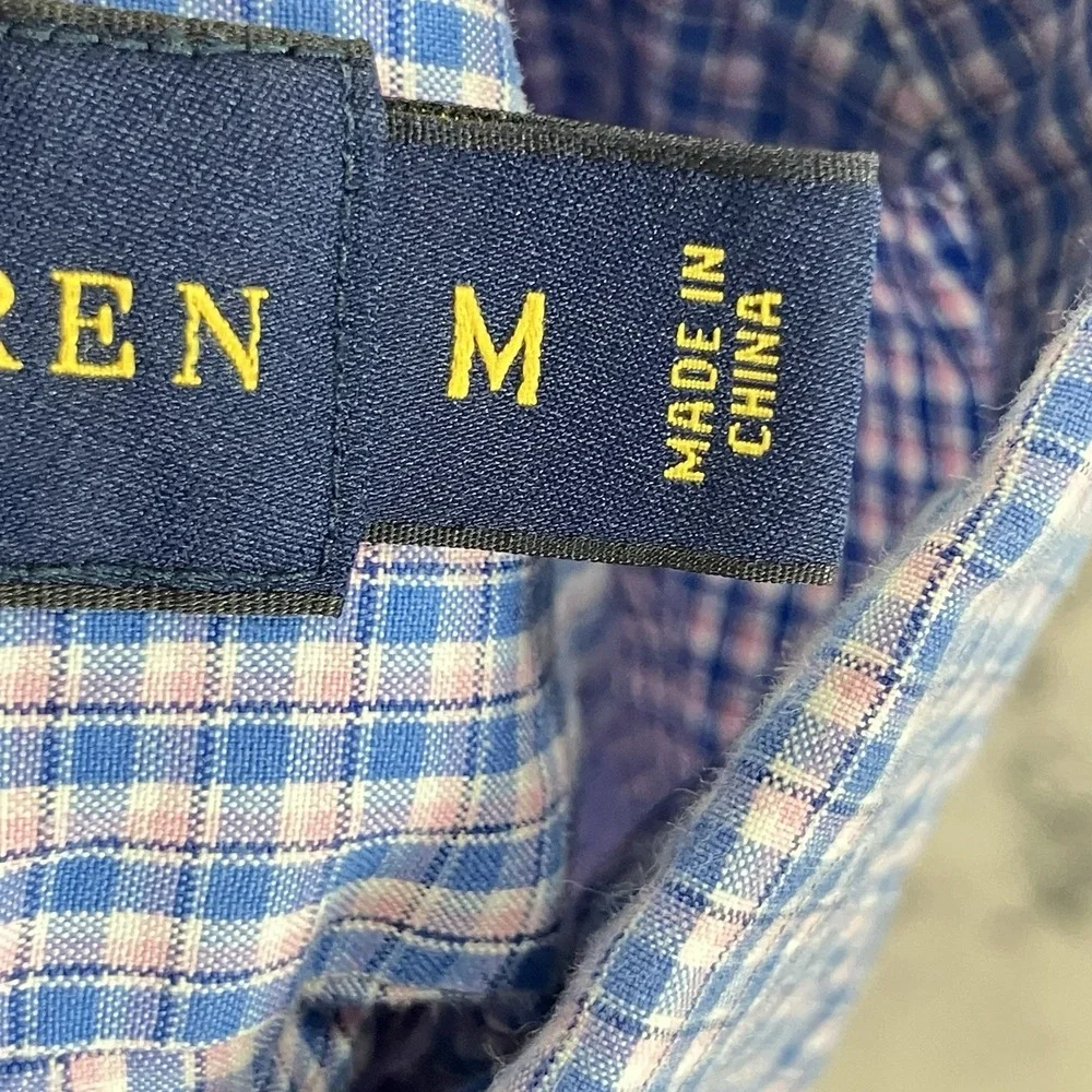 Polo Ralph‎ Lauren Custom Fit Blue Check Button Down Shirt Men's M